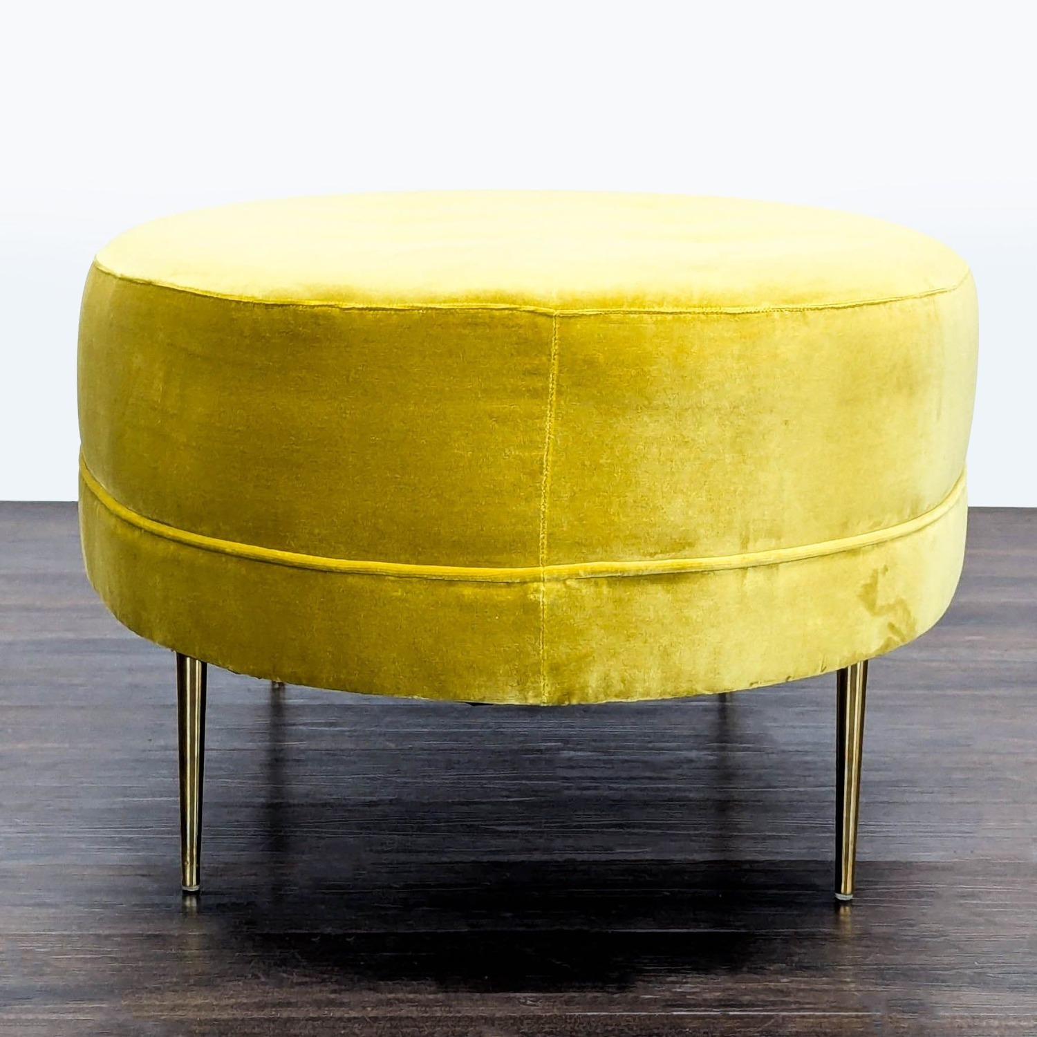 Ballard Design Button Tufted Velvet Ottoman - image-5