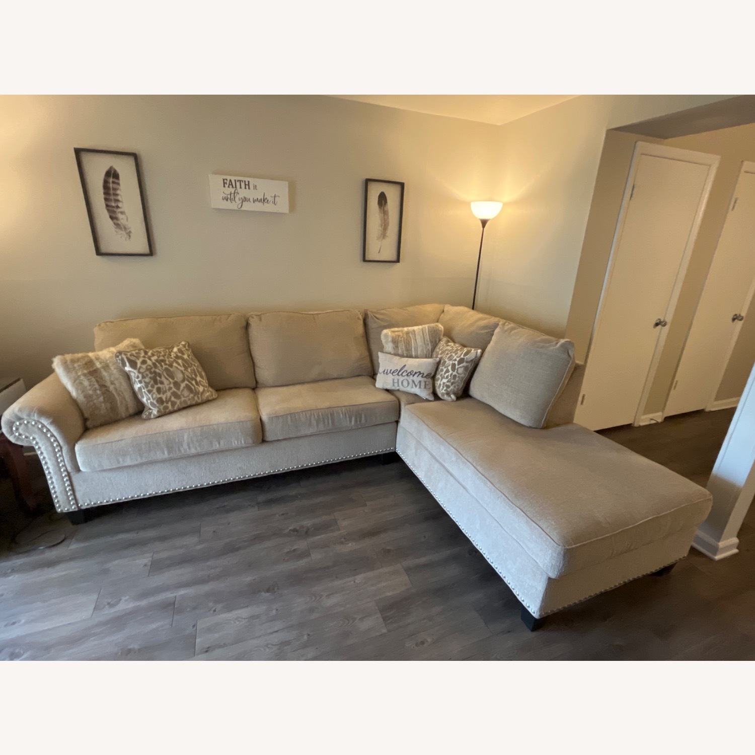 Ashley Furniture Dovement Natural Fabric 2 Piece Sectional - image-2