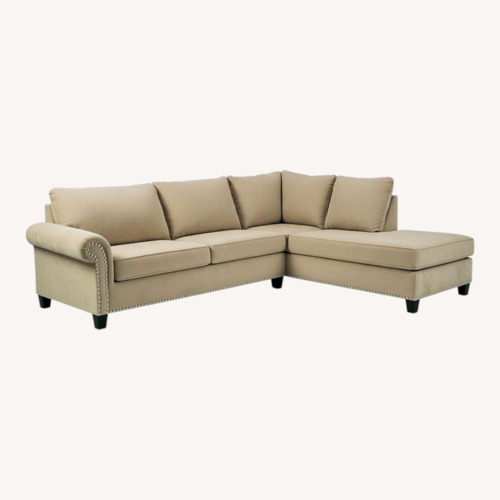 Used Ashley Furniture Dovement Natural Fabric 2 Piece Sectional for sale on AptDeco