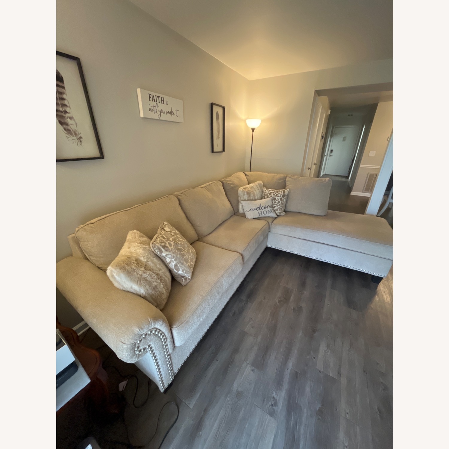 Ashley Furniture Dovement Natural Fabric 2 Piece Sectional - image-3