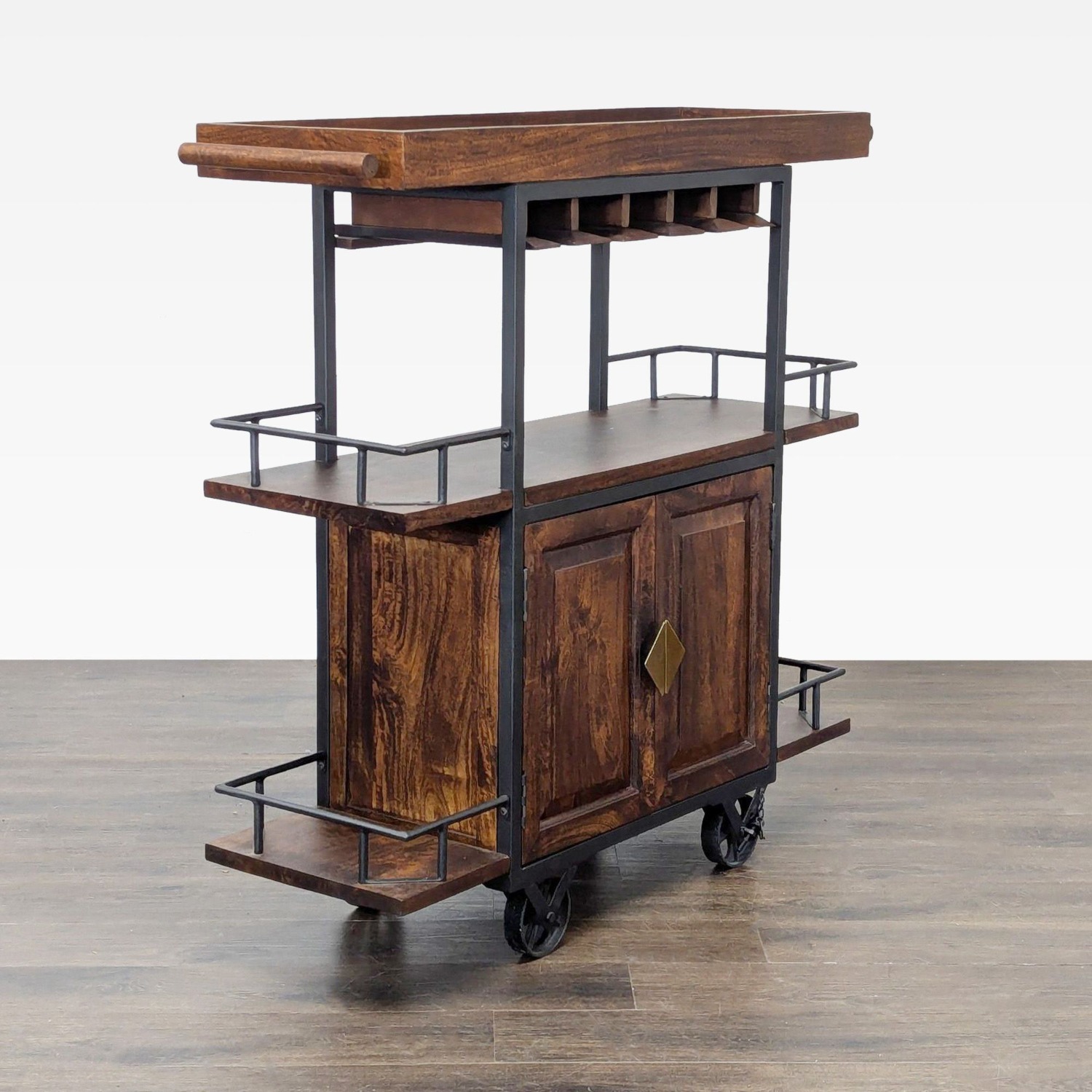 17 Stories Zamora Two Door Wine Bar Cart - image-3