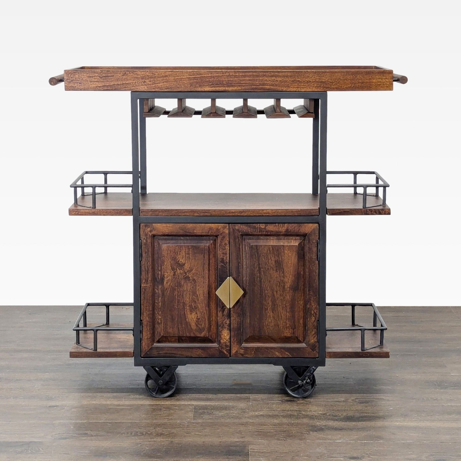 17 Stories Zamora Two Door Wine Bar Cart - image-1