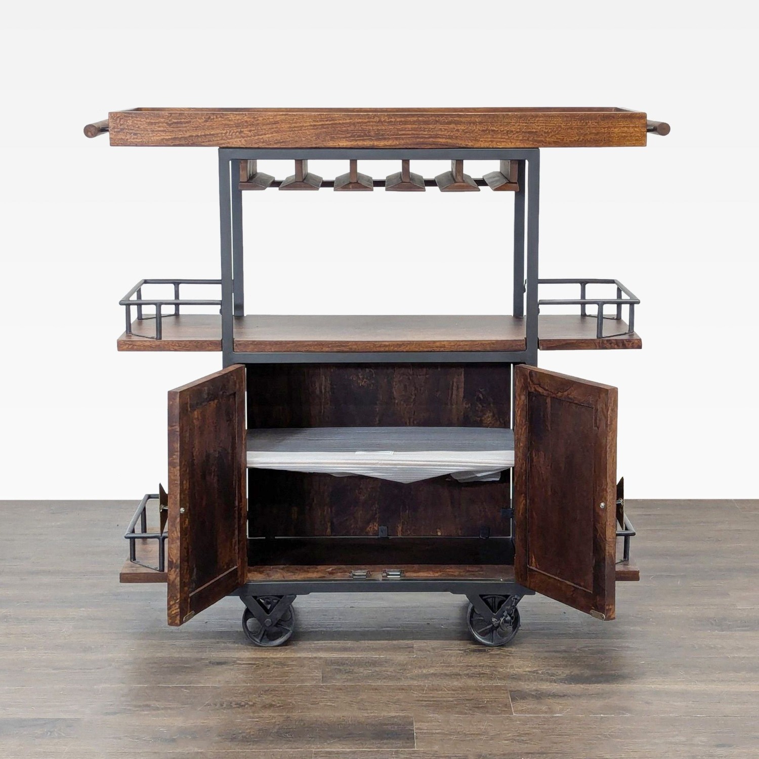 17 Stories Zamora Two Door Wine Bar Cart - image-2