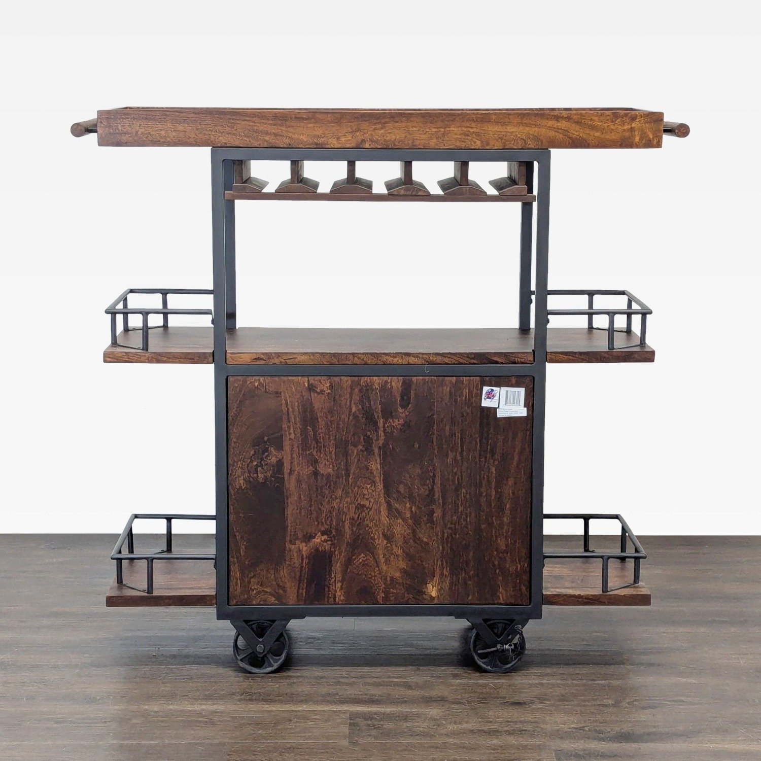 17 Stories Zamora Two Door Wine Bar Cart - image-5