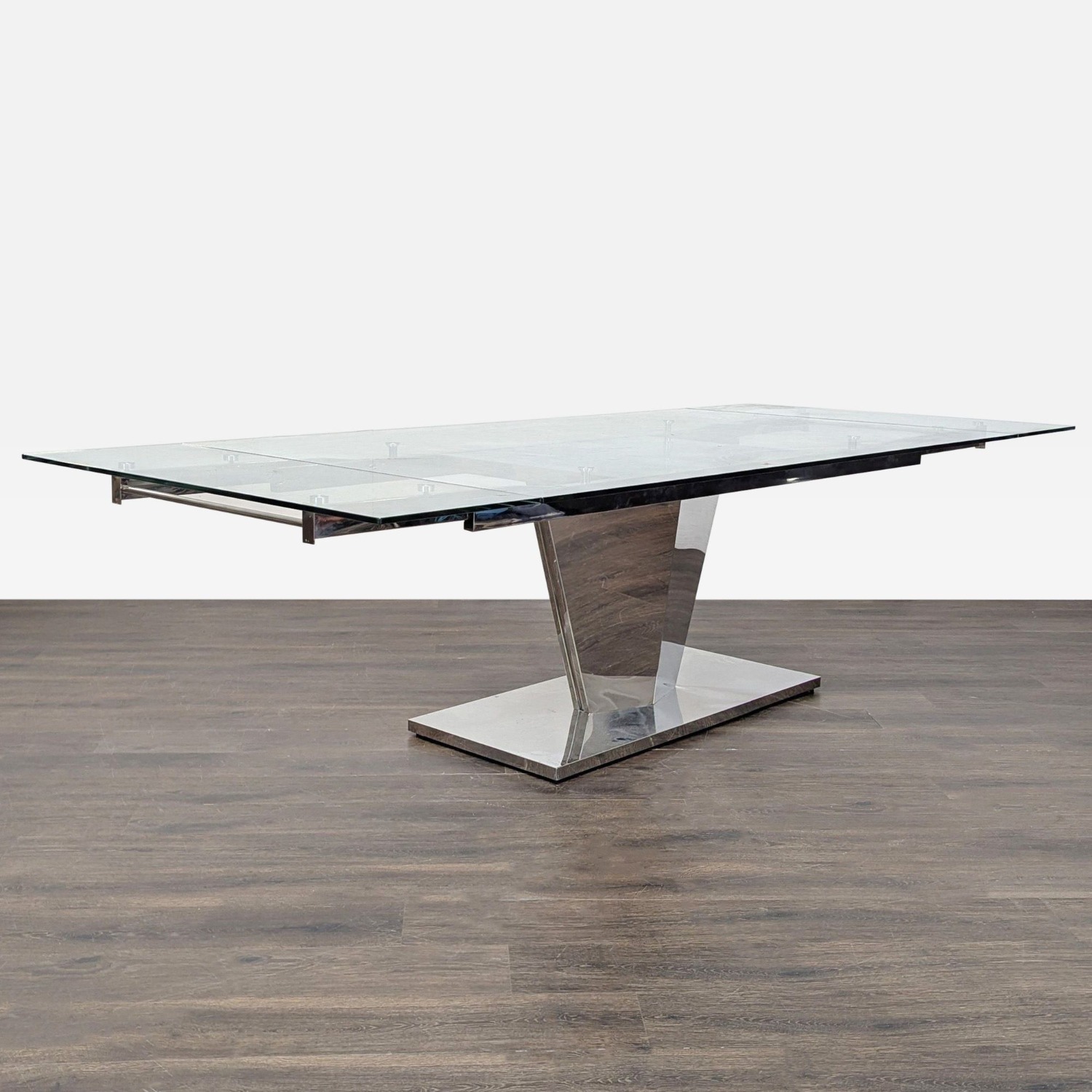 Glass and Metal Expandable Dining Table - image-2