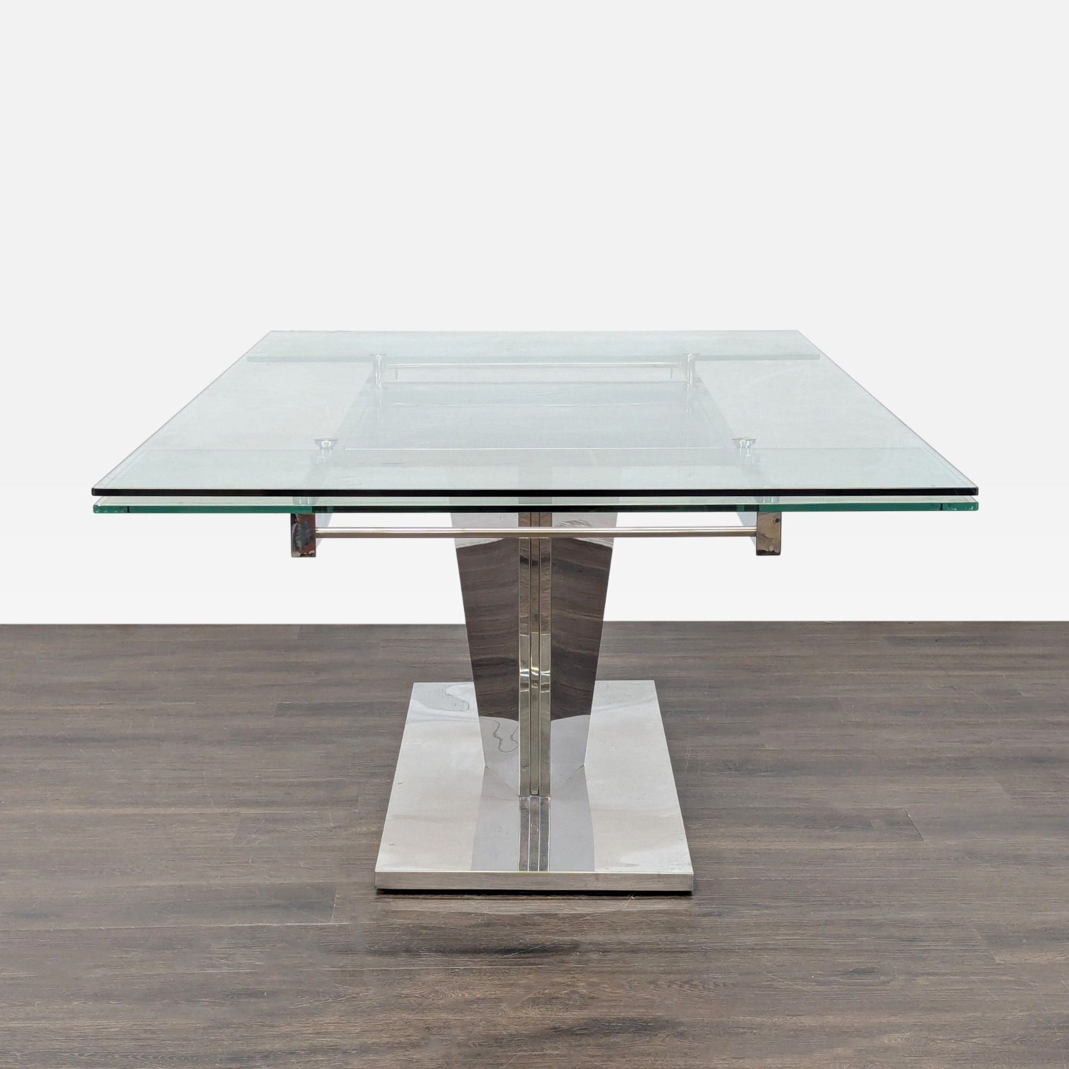 Glass and Metal Expandable Dining Table - image-4