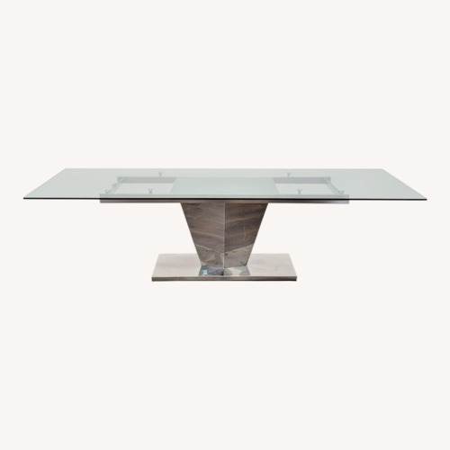 Used Glass and Metal Expandable Dining Table	 for sale on AptDeco
