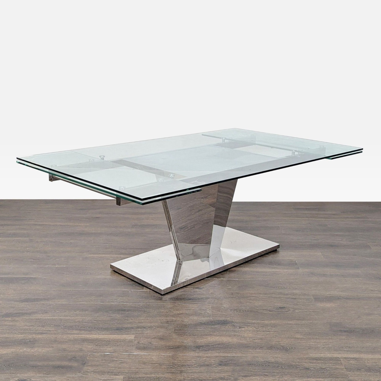 Glass and Metal Expandable Dining Table - image-3