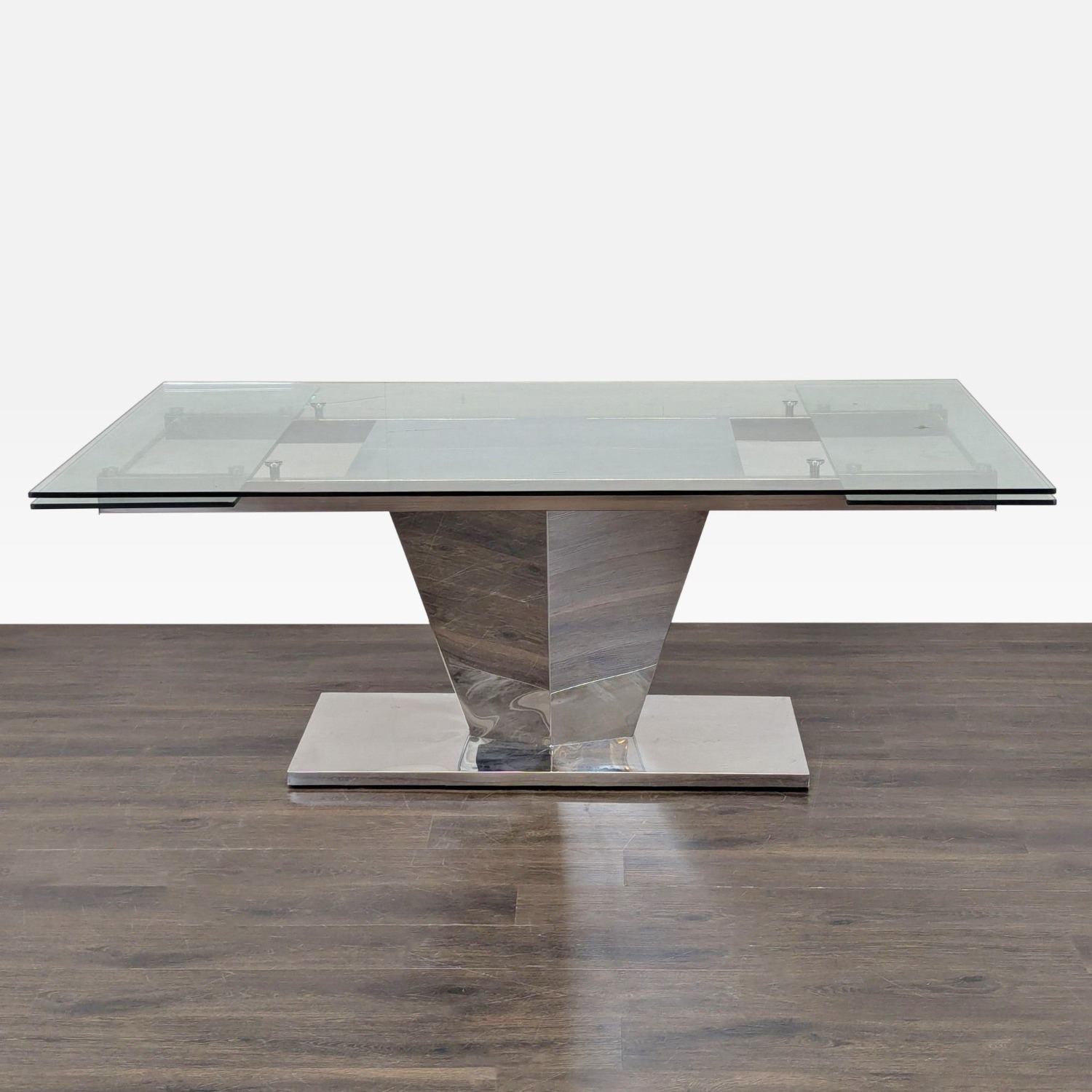 Glass and Metal Expandable Dining Table - image-5