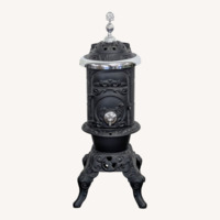 Antique Iron Parlor Stove with Decorative Silver 