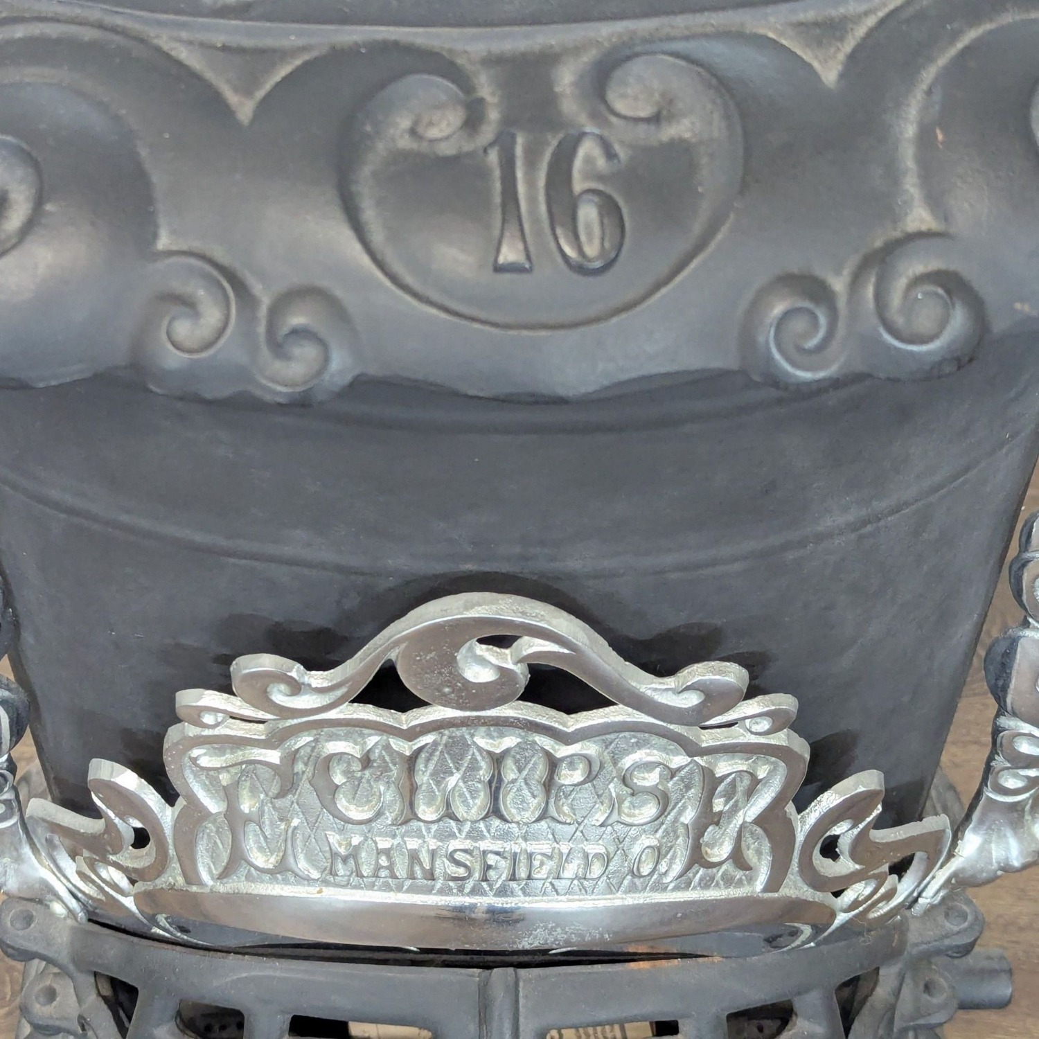 Vintage Iron Parlor Stove with Ornate Details	 - image-8
