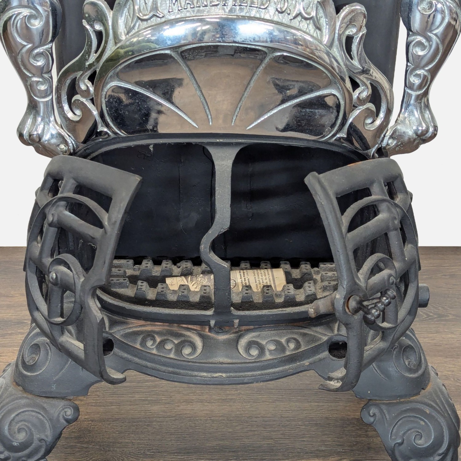 Vintage Iron Parlor Stove with Ornate Details	 - image-9
