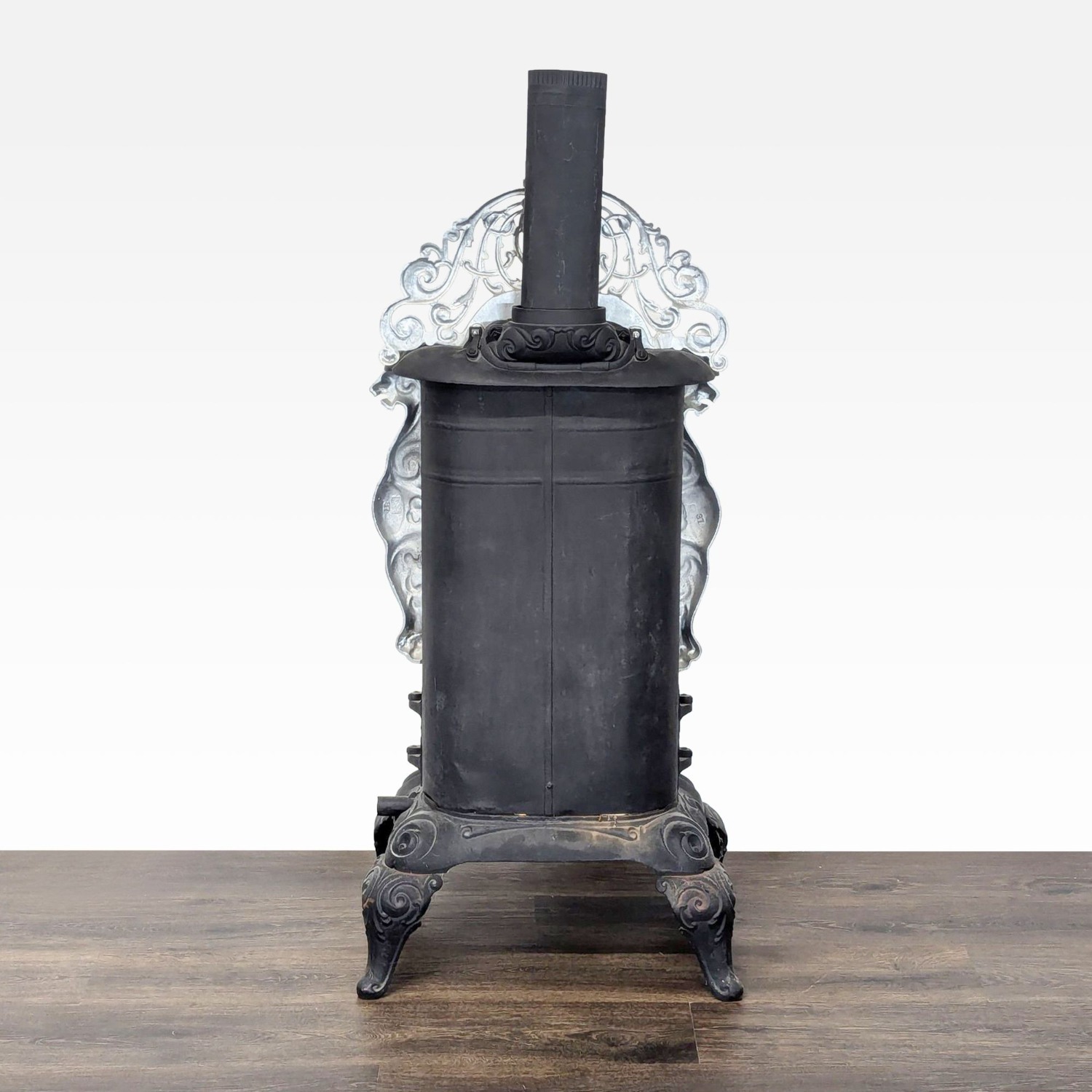 Vintage Iron Parlor Stove with Ornate Details	 - image-4