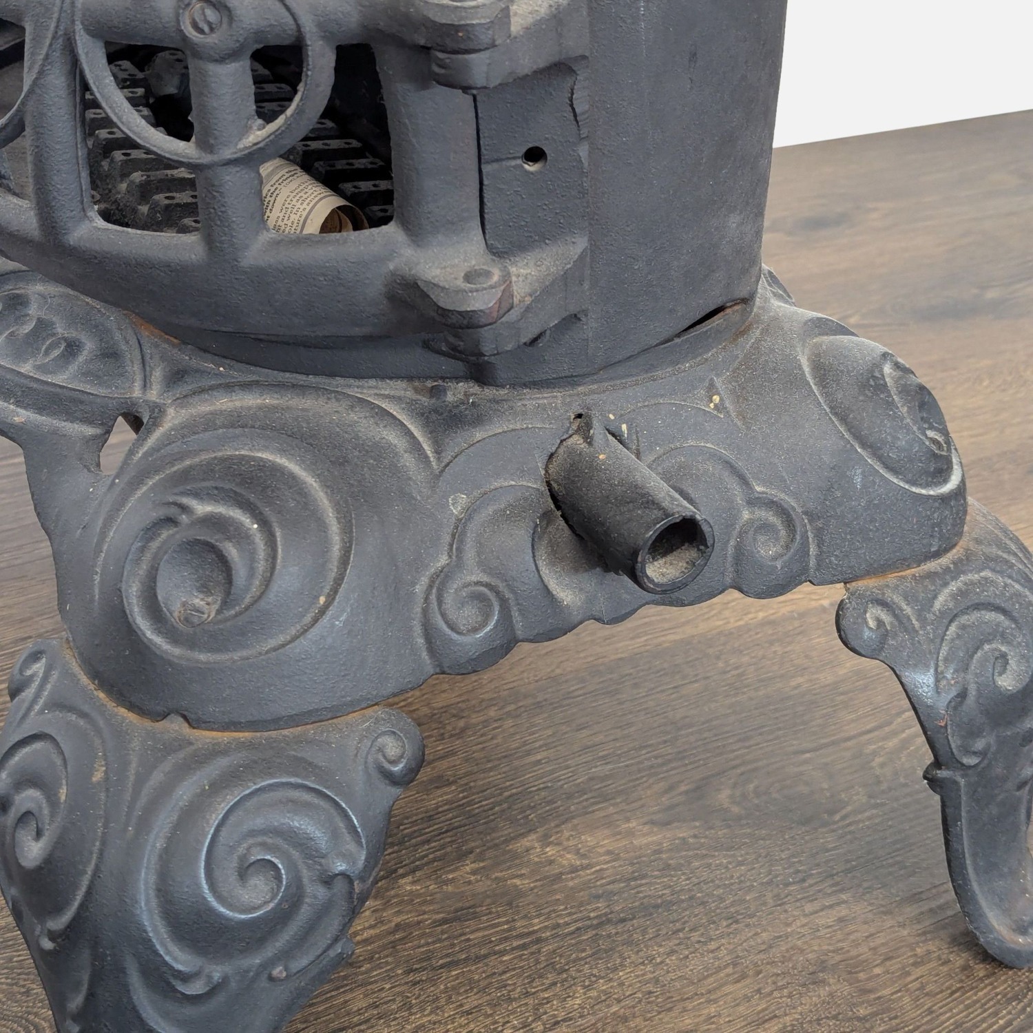 Vintage Iron Parlor Stove with Ornate Details	 - image-6