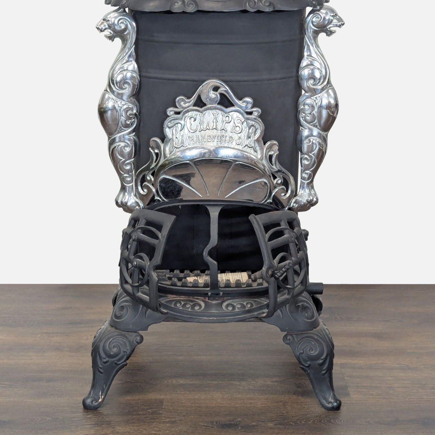 Vintage Iron Parlor Stove with Ornate Details	 - image-7
