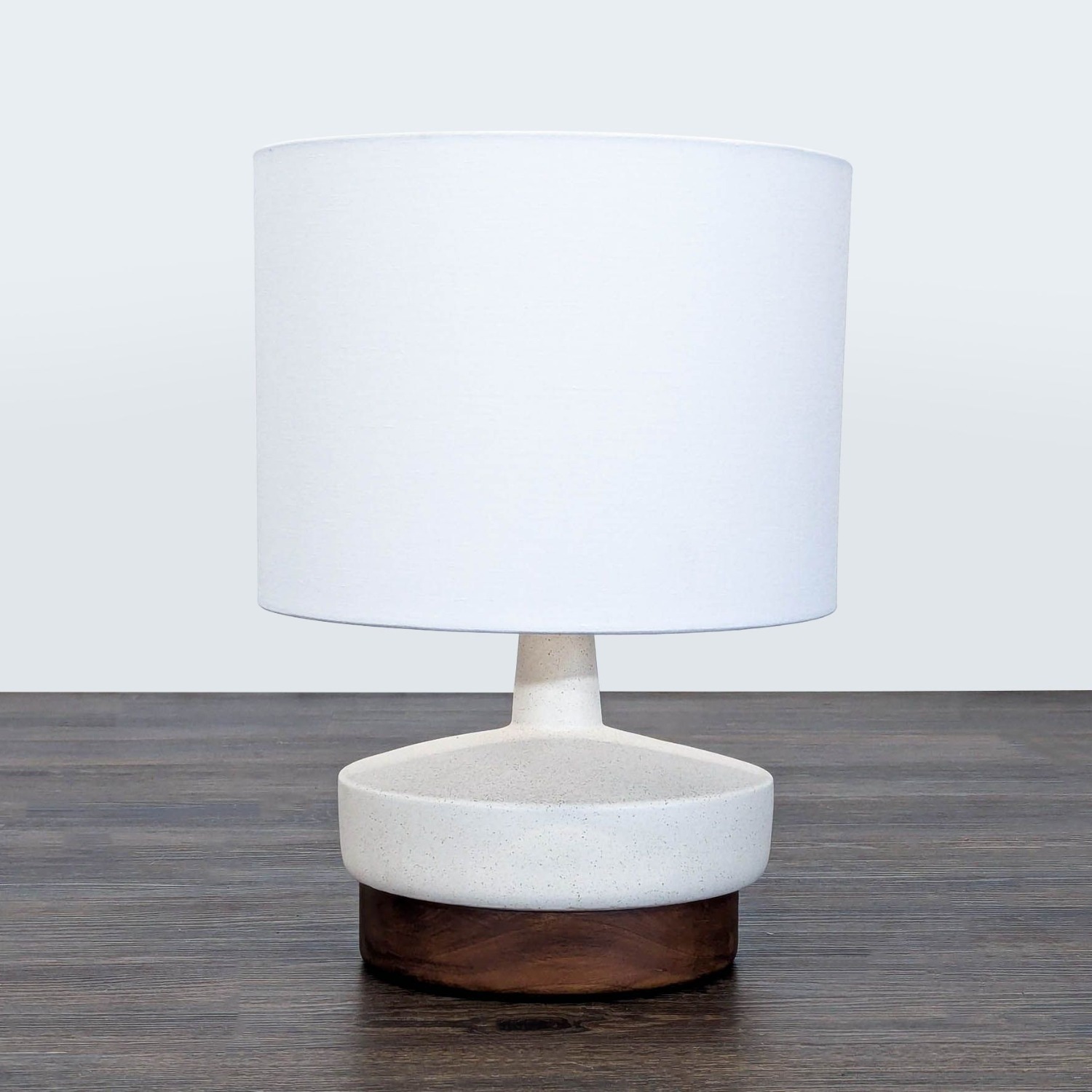 West Elm Modern Ceramic Table Lamp with Wooden  - image-2