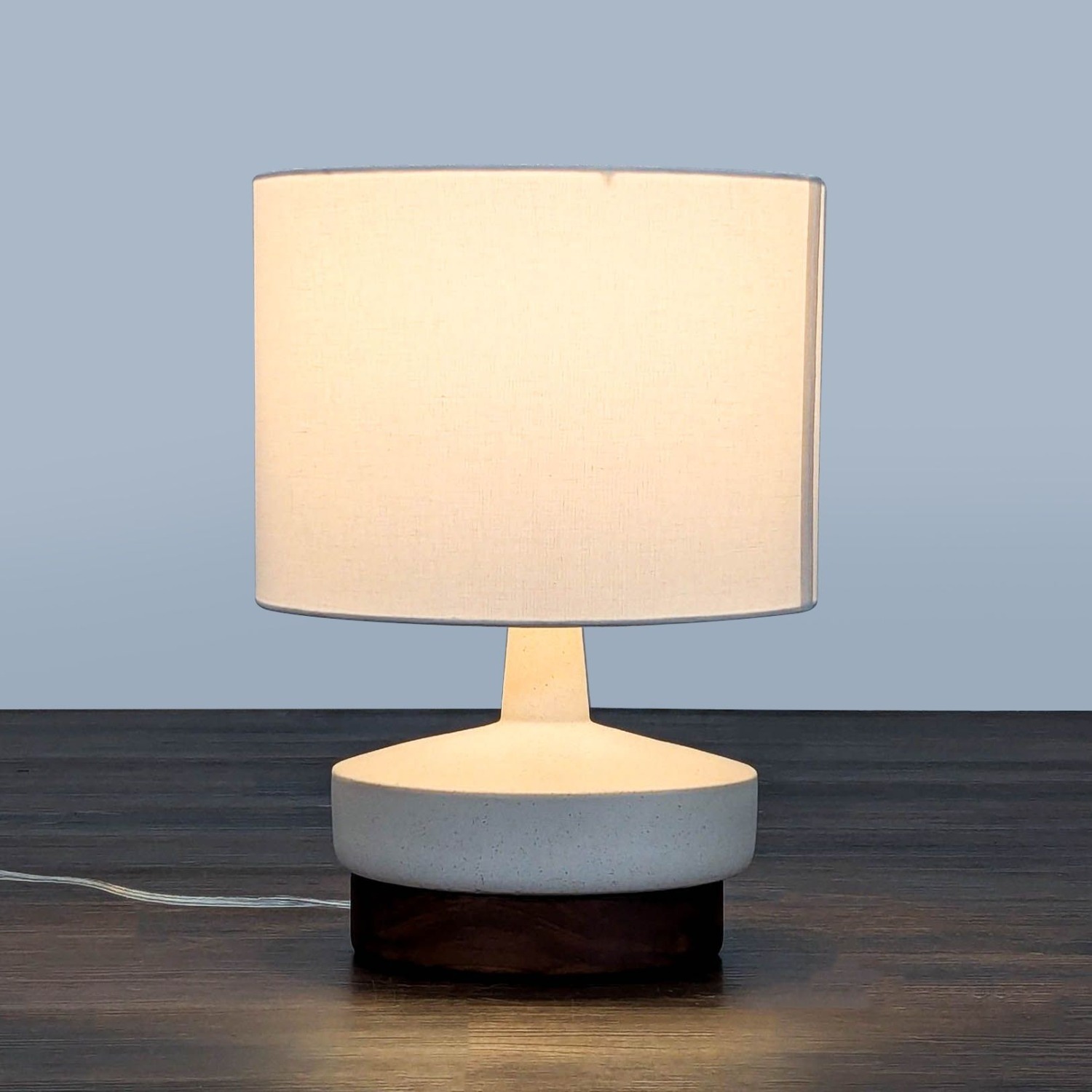 West Elm Modern Ceramic Table Lamp with Wooden  - image-3