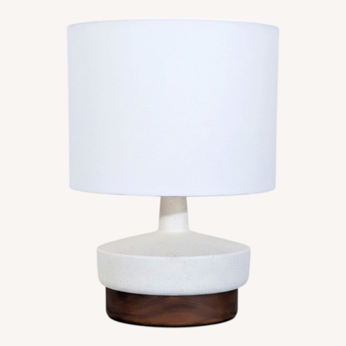 Used West Elm Modern Ceramic Table Lamp with Wooden  for sale on AptDeco