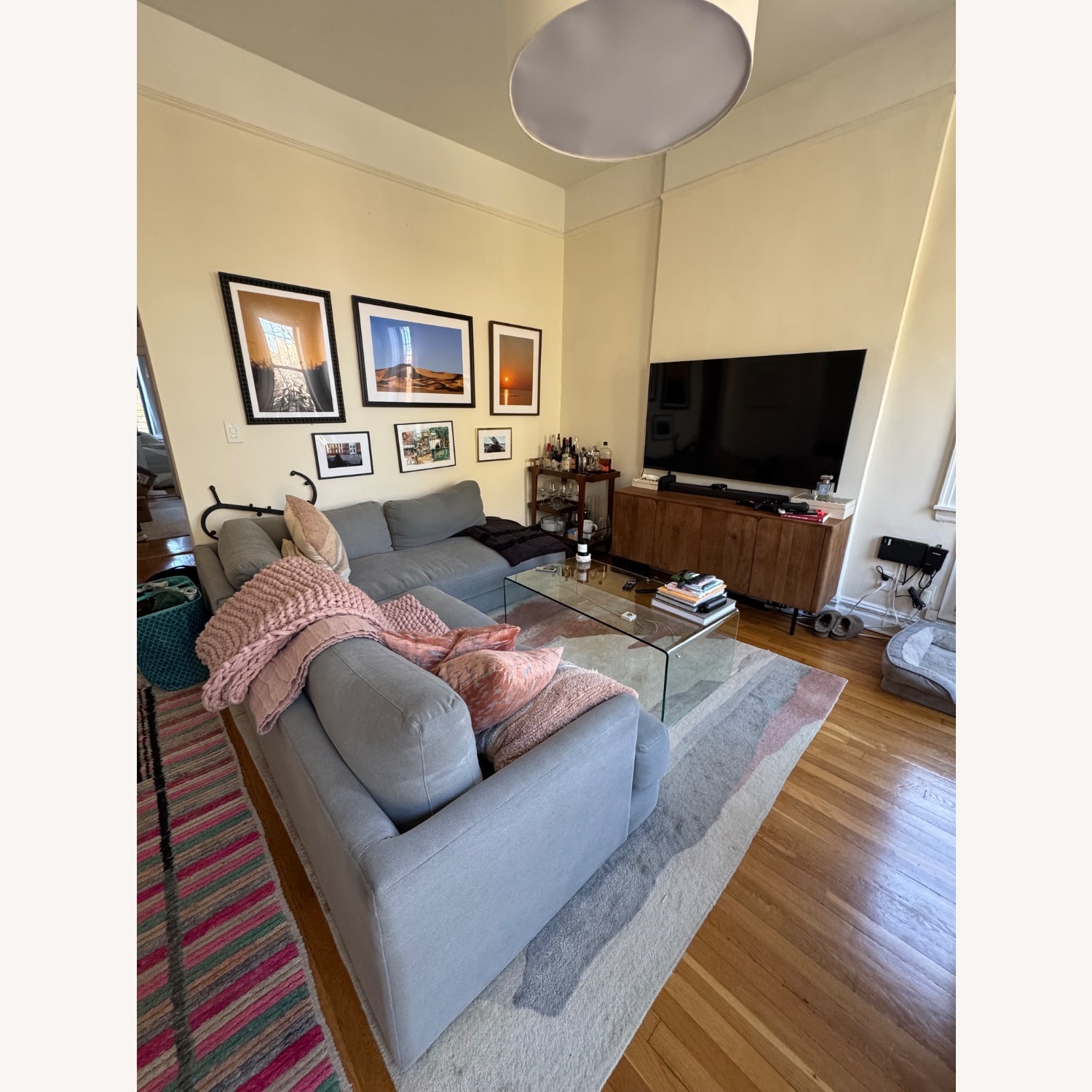 West Elm Haven Light Gray Fabric 2 Piece Sectional - image-3