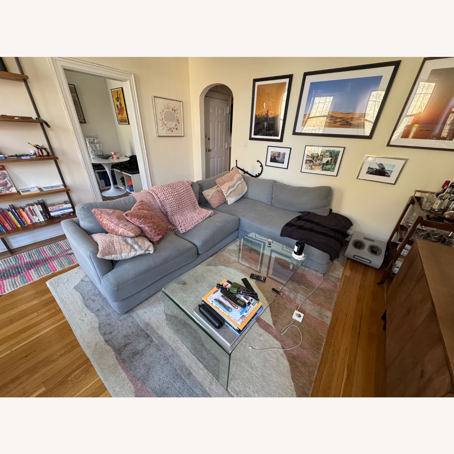 West Elm Haven Light Gray Fabric 2 Piece Sectional - image-1