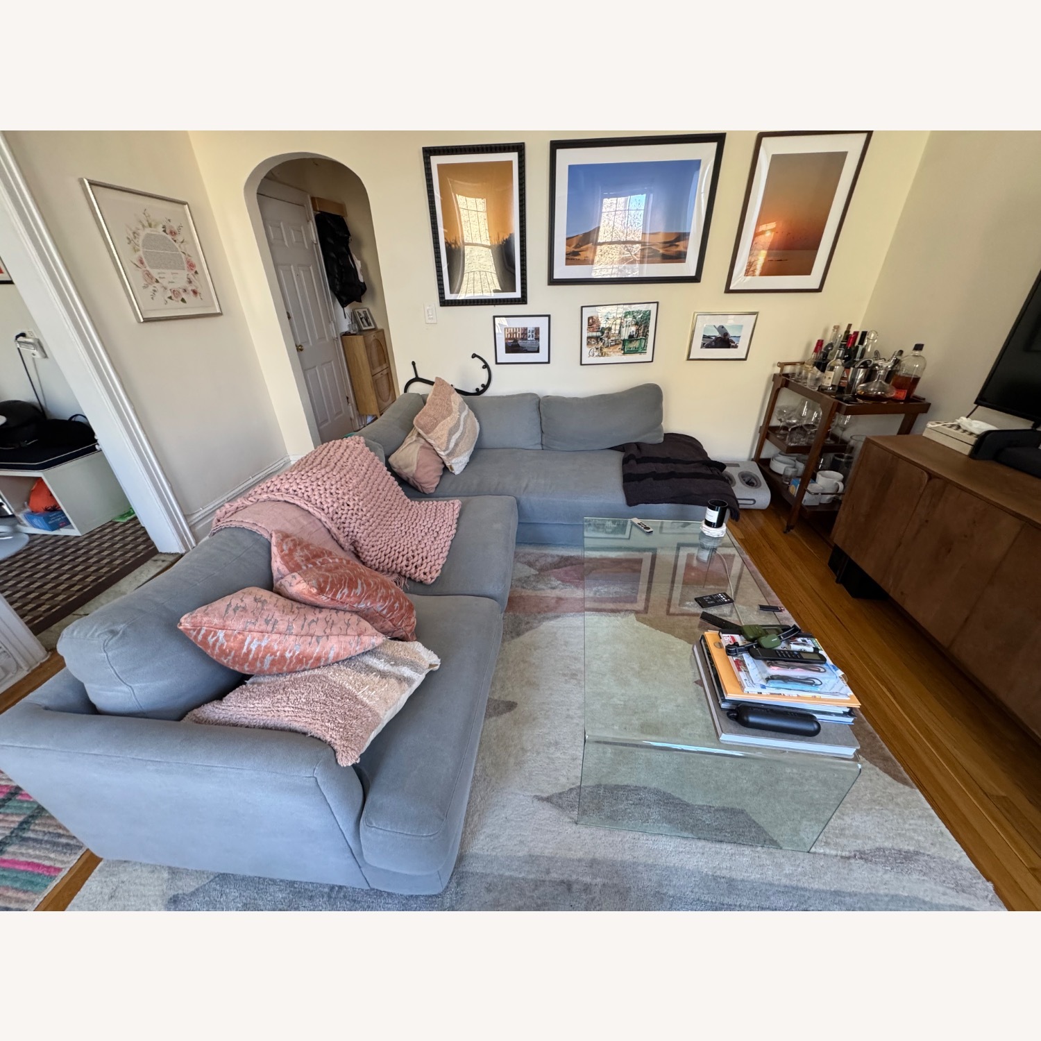 West Elm Haven Light Gray Fabric 2 Piece Sectional - image-2