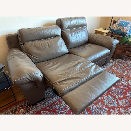 Used Macy's Julius II Dark Brown Leather 2 Piece Sectional for sale on AptDeco