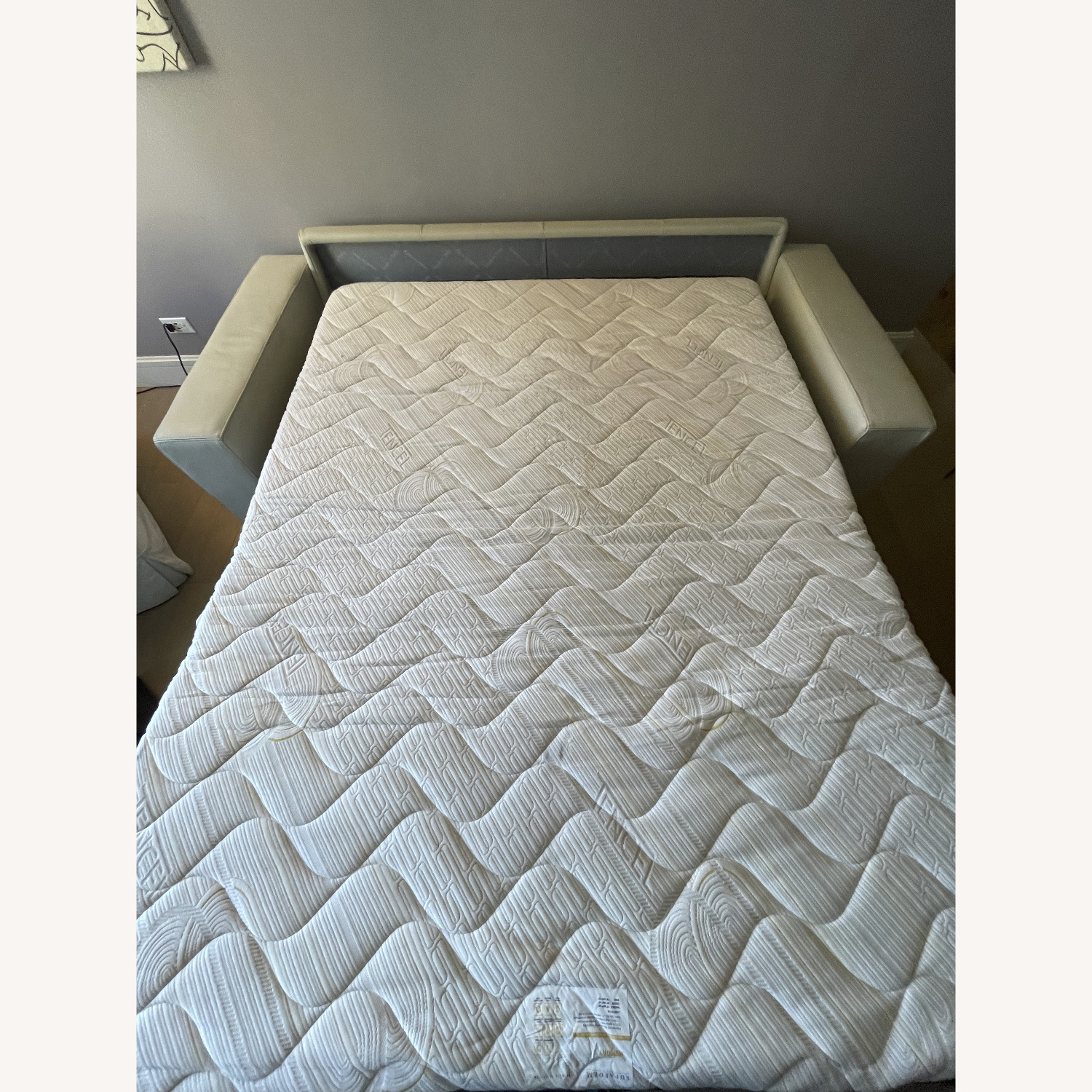 Light Gray Leather Sleeper Sofa - image-5