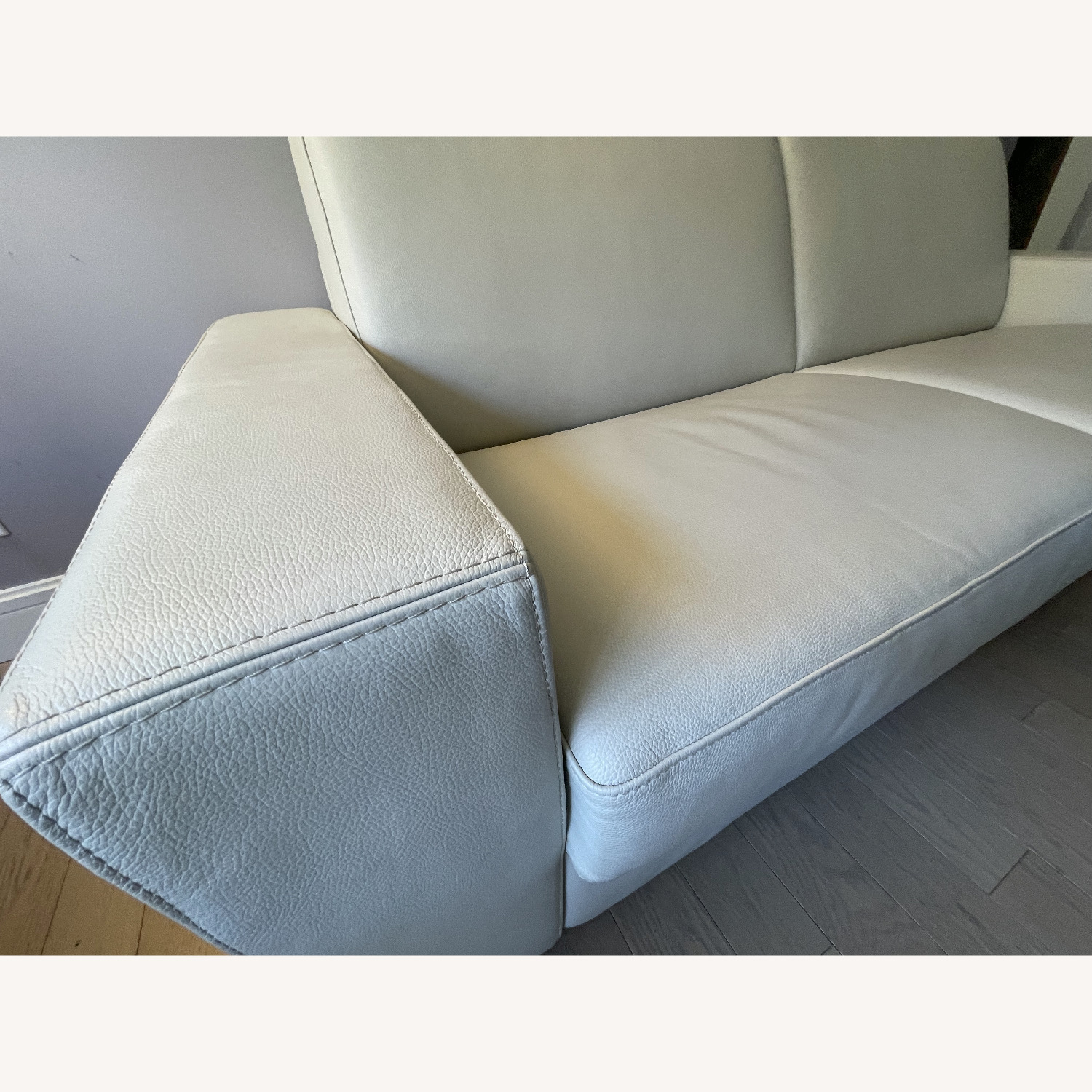 Light Gray Leather Sleeper Sofa - image-2