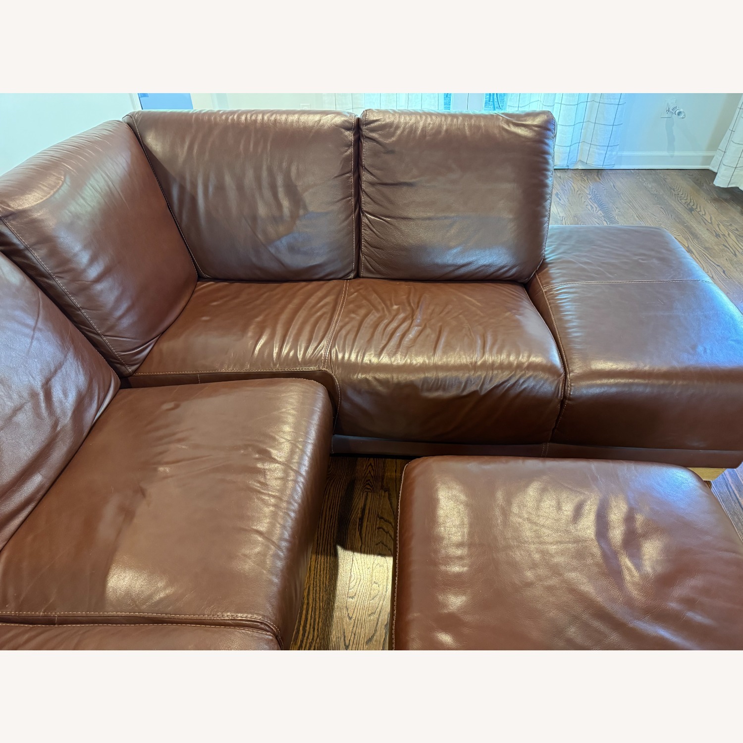 Brown Italian Leather Loveseat and Chaise - image-2