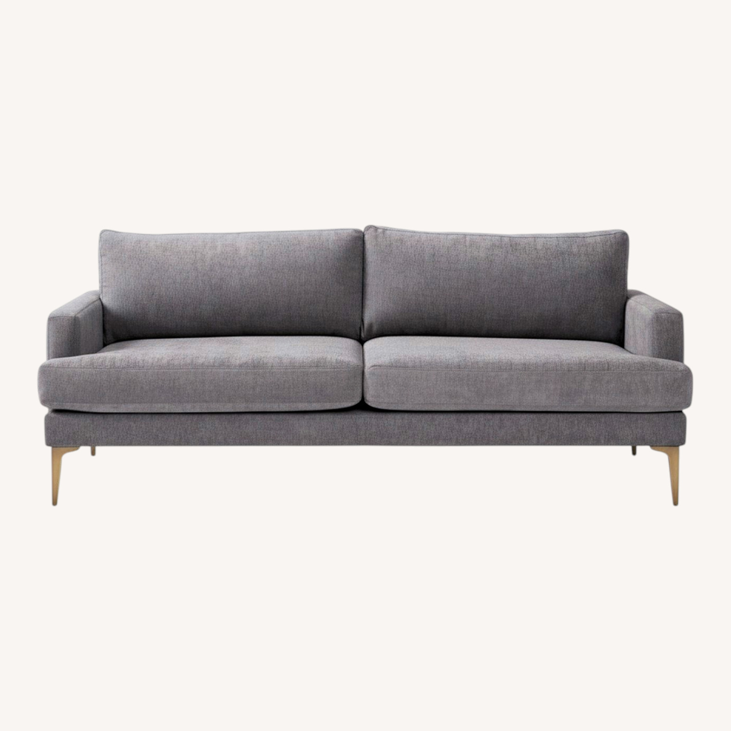 West Elm Andes Gray Performance Velvet Sofa - image-0