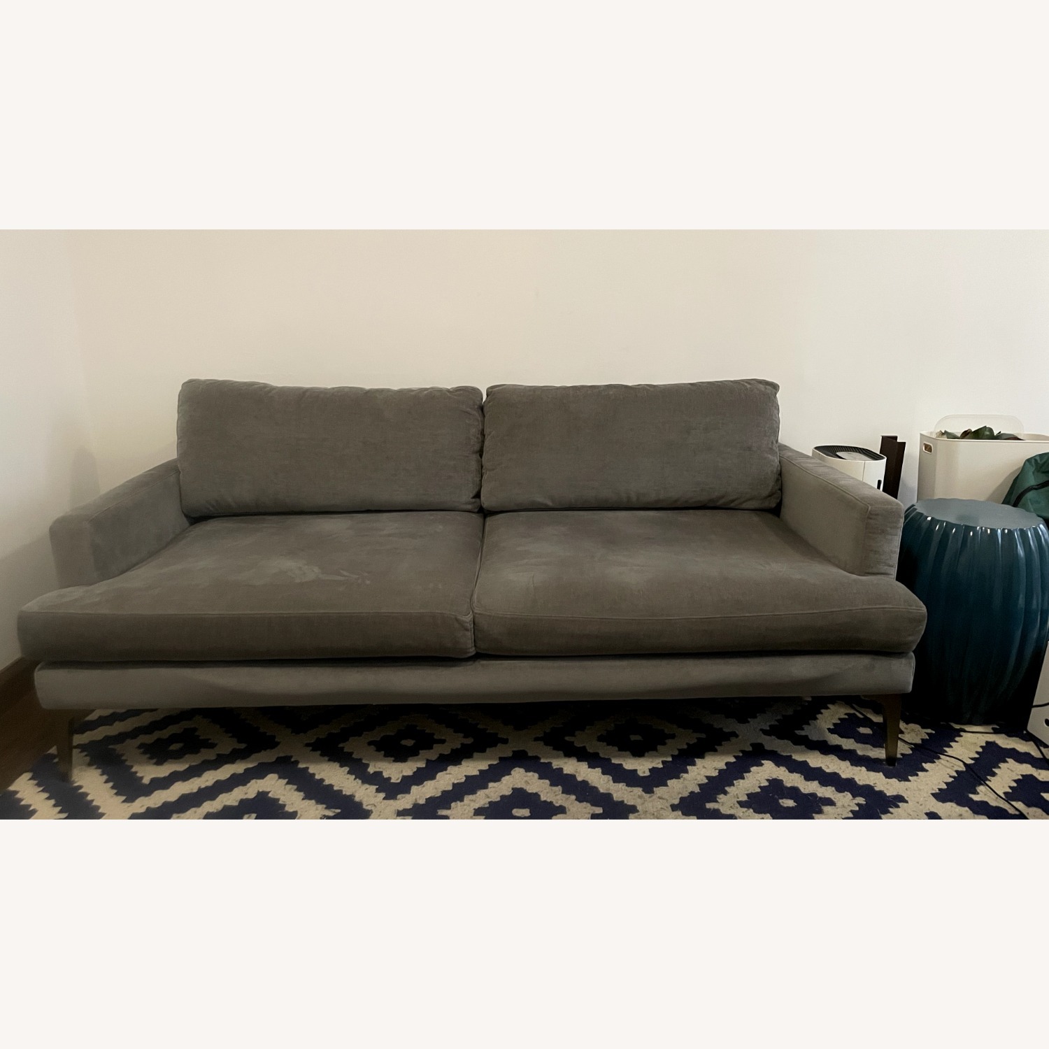 West Elm Andes Gray Performance Velvet Sofa - image-1