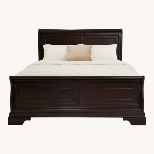Used Bob's Discount Furniture Dark Cherry Queen Bed for sale on AptDeco