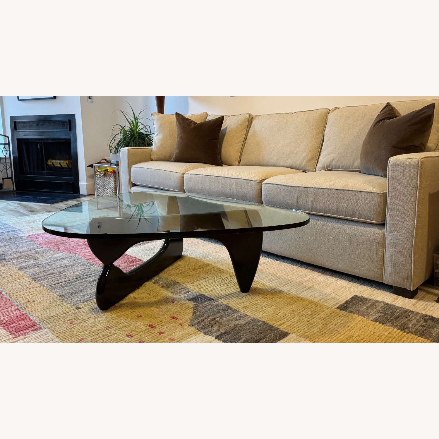 Isamu Noguchi Black Glass Coffee Table - image-1