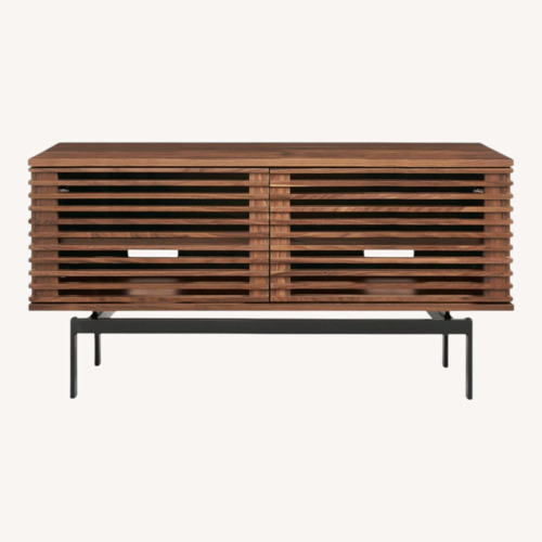 Used Room & Board Coles Walnut Slat Media Cabinet for sale on AptDeco