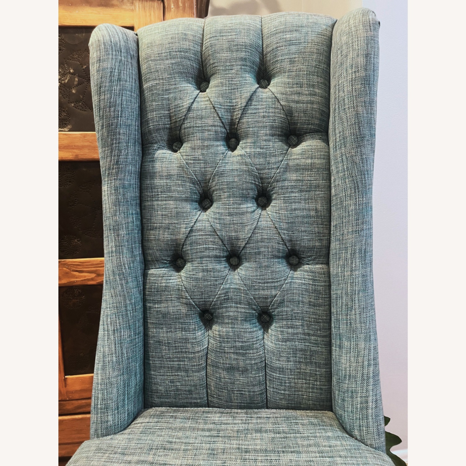 Teal Blue Fabric Dining Chairs - image-6