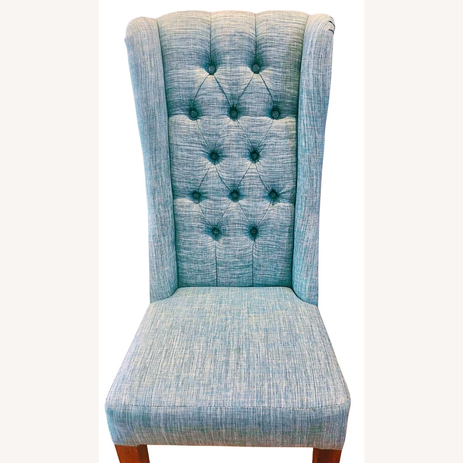 Teal Blue Fabric Dining Chairs - image-2