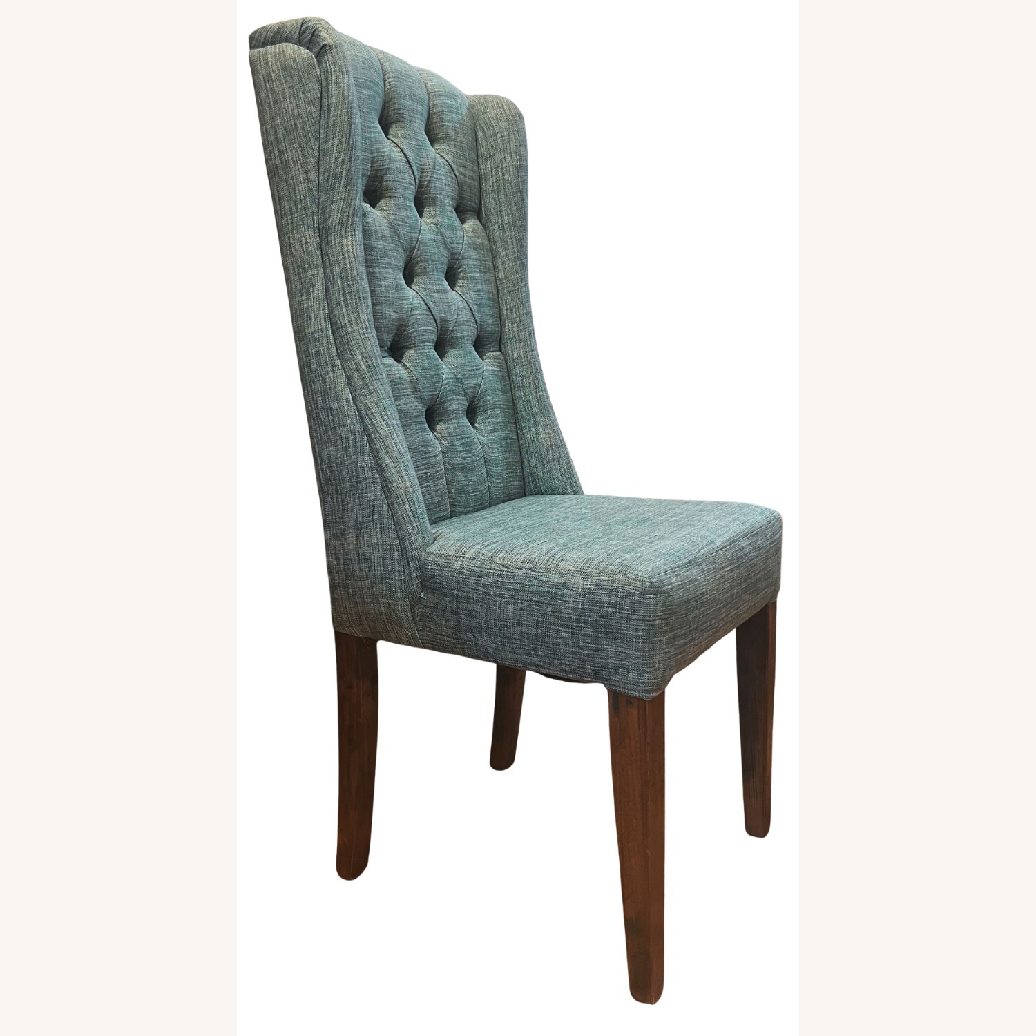 Teal Blue Fabric Dining Chairs - image-3