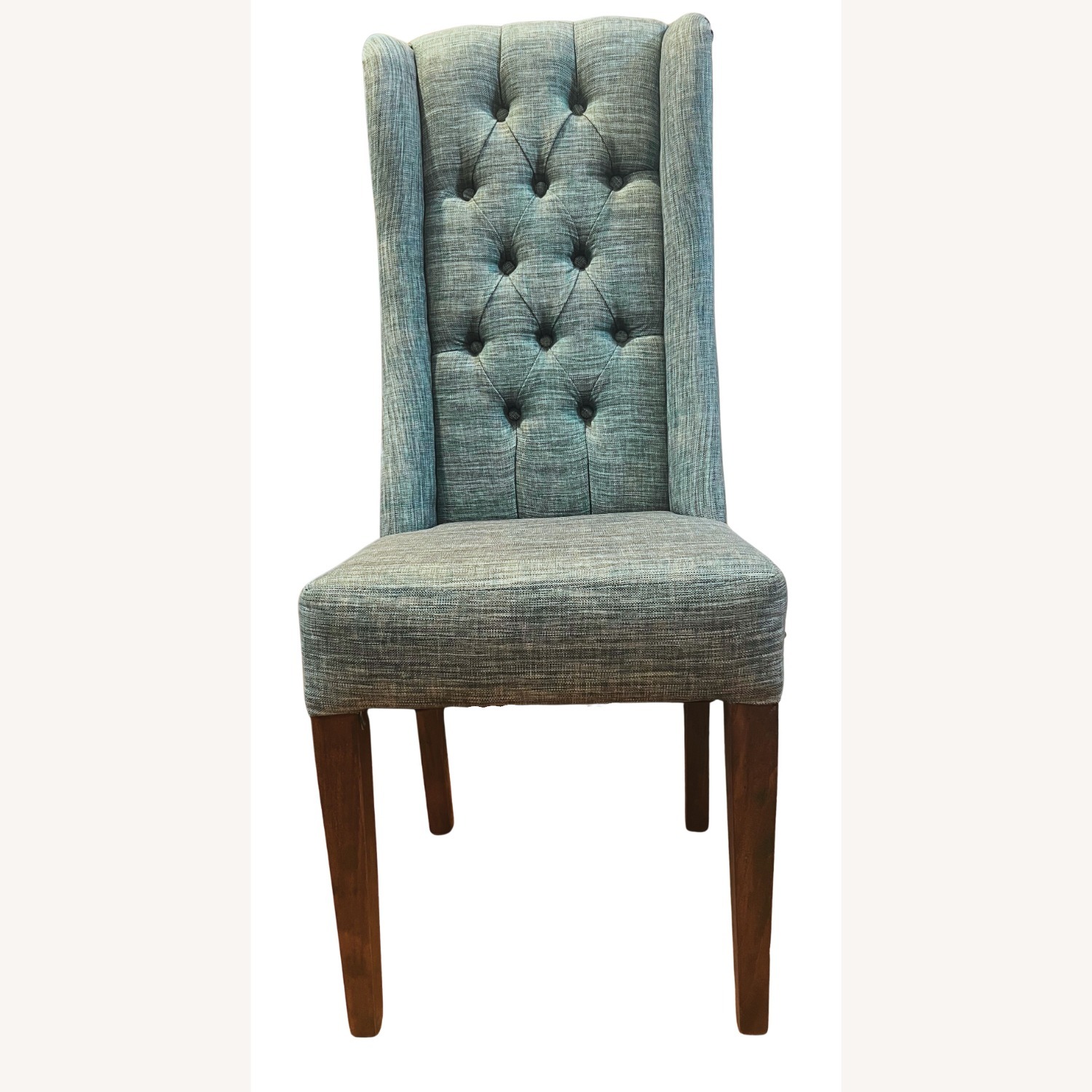 Teal Blue Fabric Dining Chairs - image-4