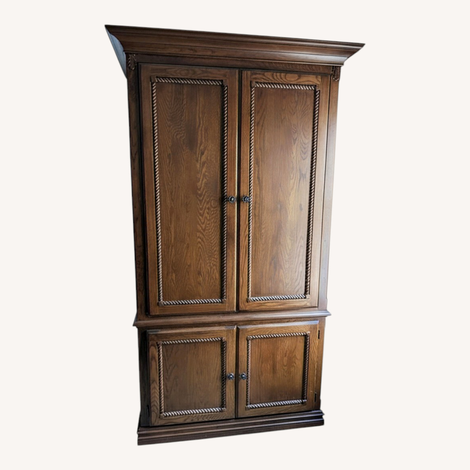 Dark Brown Wood Armoire - image-0