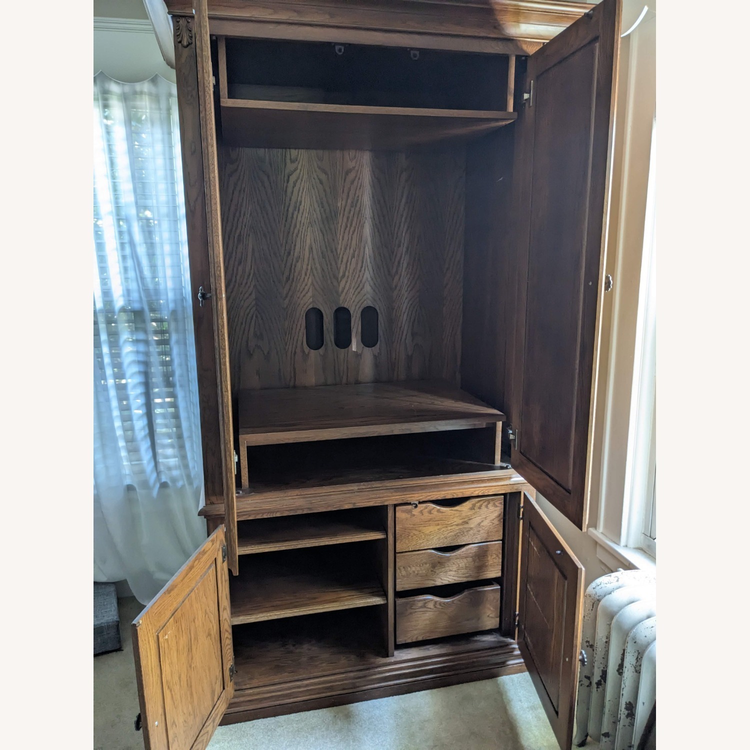 Dark Brown Wood Armoire - image-6