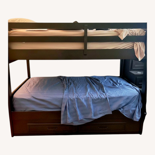 Used Raymour & Flanigan Dark Brown Wood Bunk Bed for sale on AptDeco