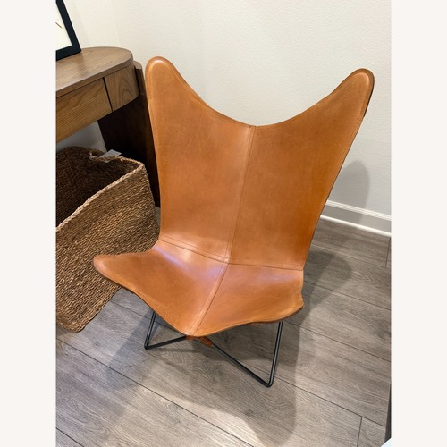 Used Crate & Barrel Belgrano Butterfly Leather Chairs for sale on AptDeco