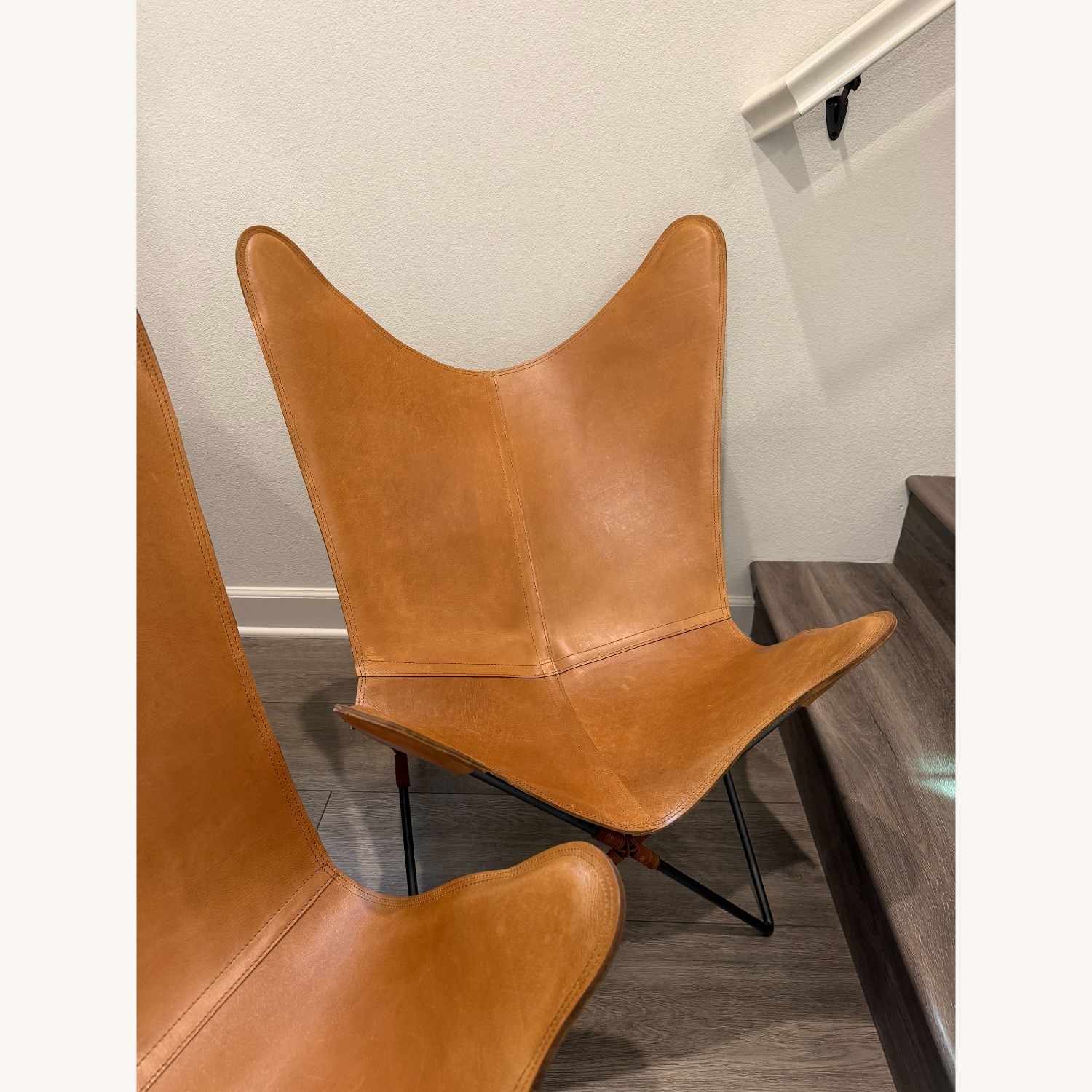 Crate & Barrel Belgrano Butterfly Leather Chairs - image-7