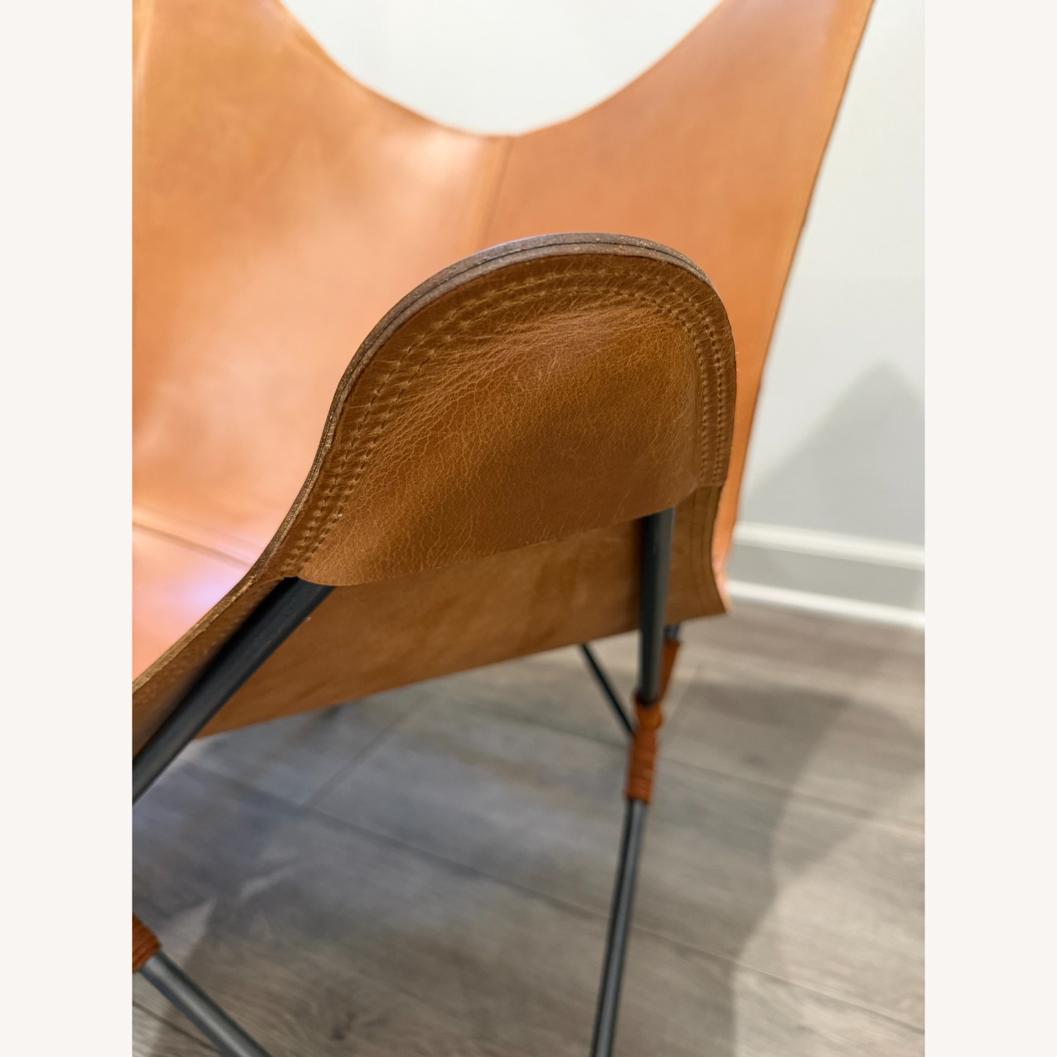 Crate & Barrel Belgrano Butterfly Leather Chairs - image-3