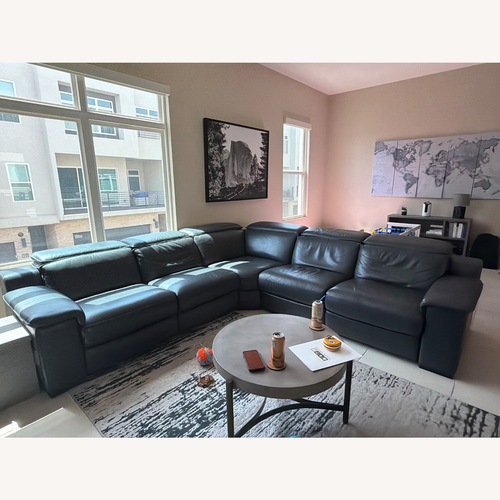 Used Living Spaces Black Hana Slate Leather 3+ Seater Sofa for sale on AptDeco