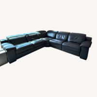 Living Spaces Black Hana Slate Leather 3+ Seater Sofa