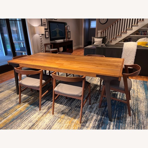 Used Crate & Barrel Lakin 81"-119" Teak Extendable Dining Table for sale on AptDeco