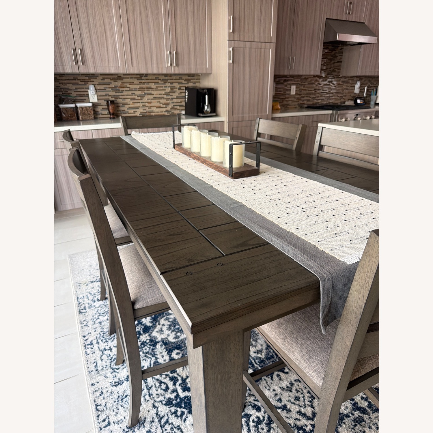 Living Spaces Dark Brown Wood Dining Set - image-2