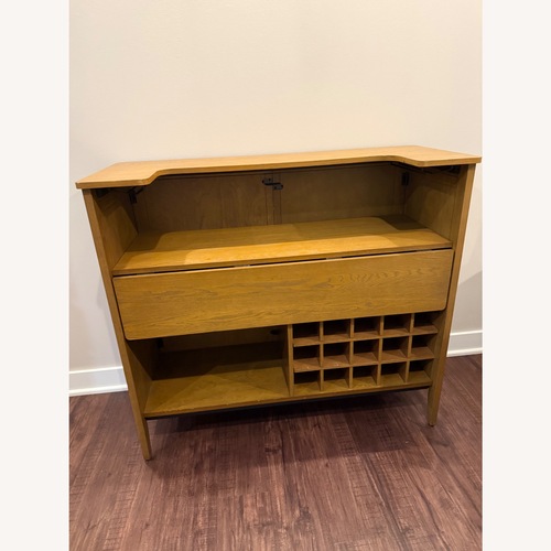 Used Wayfair Light Brown Wood Bar Cabinet for sale on AptDeco
