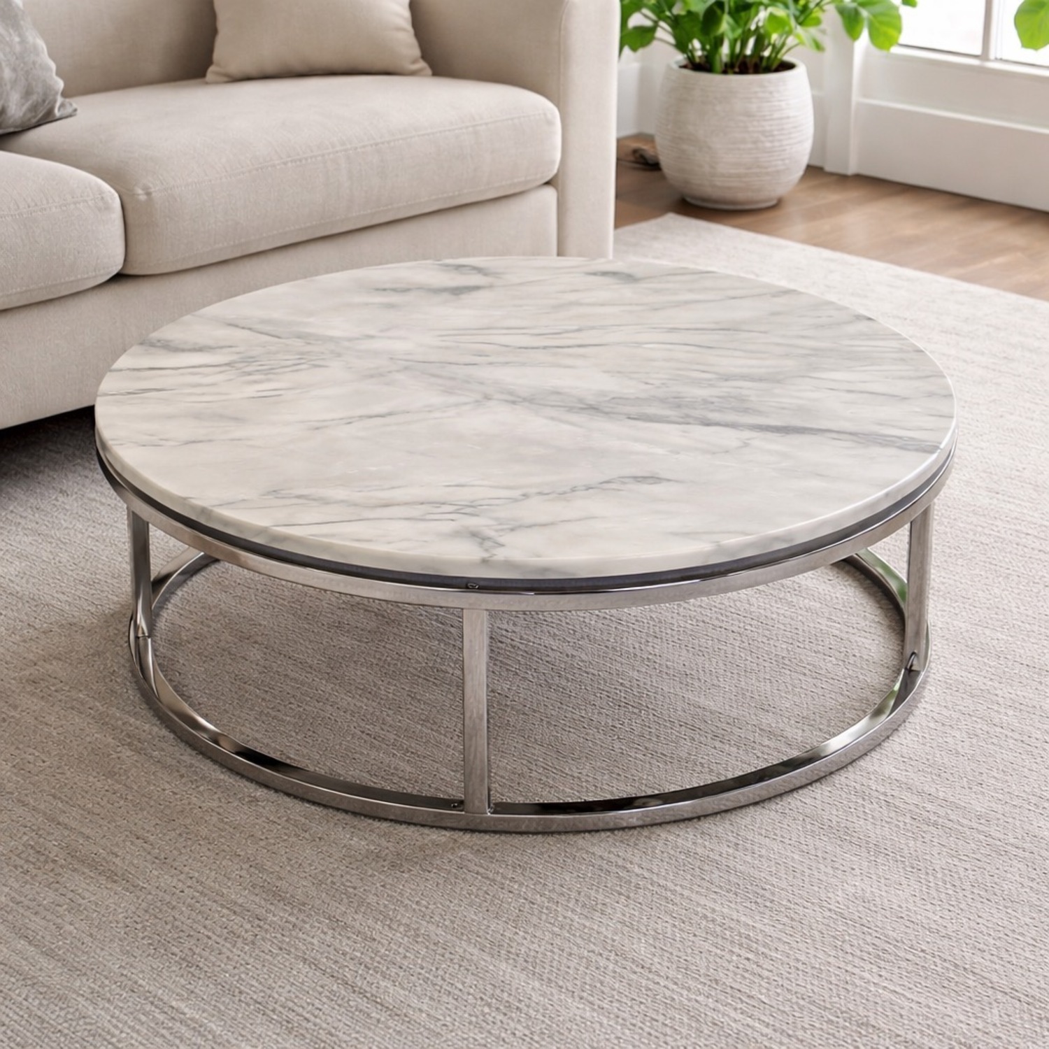 Modern Round Marble Coffee Table  33” - image-1